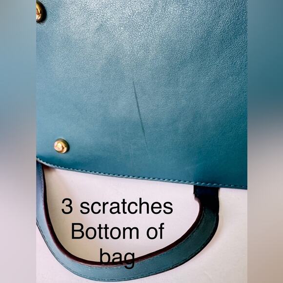 Adrianne Vittadini Signature Collection Dome Satchel w/Lock Chocolate Teal Bag - Picture 13 of 13